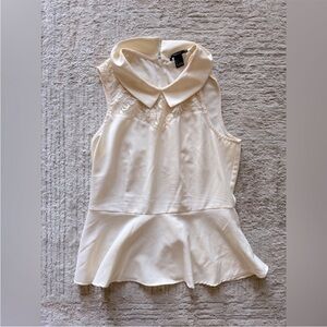 Forever 21 Cream Lace Peplum Blouse